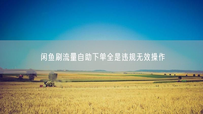闲鱼刷流量自助下单全是违规无效操作